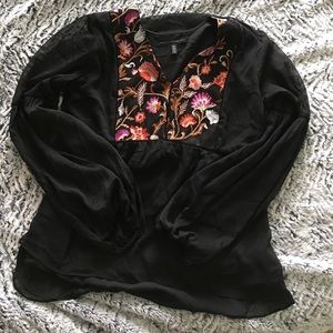 Embroidered semi sheer WHBM peasant top - Sz 16